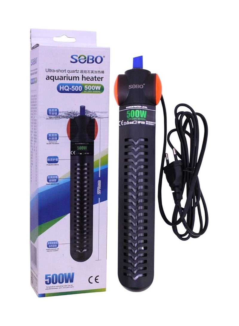 SOBO SOBO Ultra Short Quartz 500W Glass Heating Rod for Fish Tank Aquarium Heater with Free Key Ring (HQ-500 - Image 1