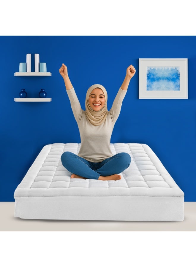 أسرار ليالي Luxe من أسرار – لباد فندقي فاخر بارتفاع 8 سم مع 4 مخدات فندقية ناعمة 75×50 سم لكل مخدة لراحة مثالية - Image 3