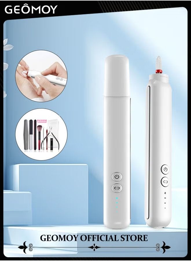 Geomoy Electric Nail Drill Machine Kit Portable Manicure Nail Set with 6pcs Nail Drill Bits for Acrylic Gel Nails Manicure Pedicure Polishing Shape Tools for Home Salon Use  - Image 1