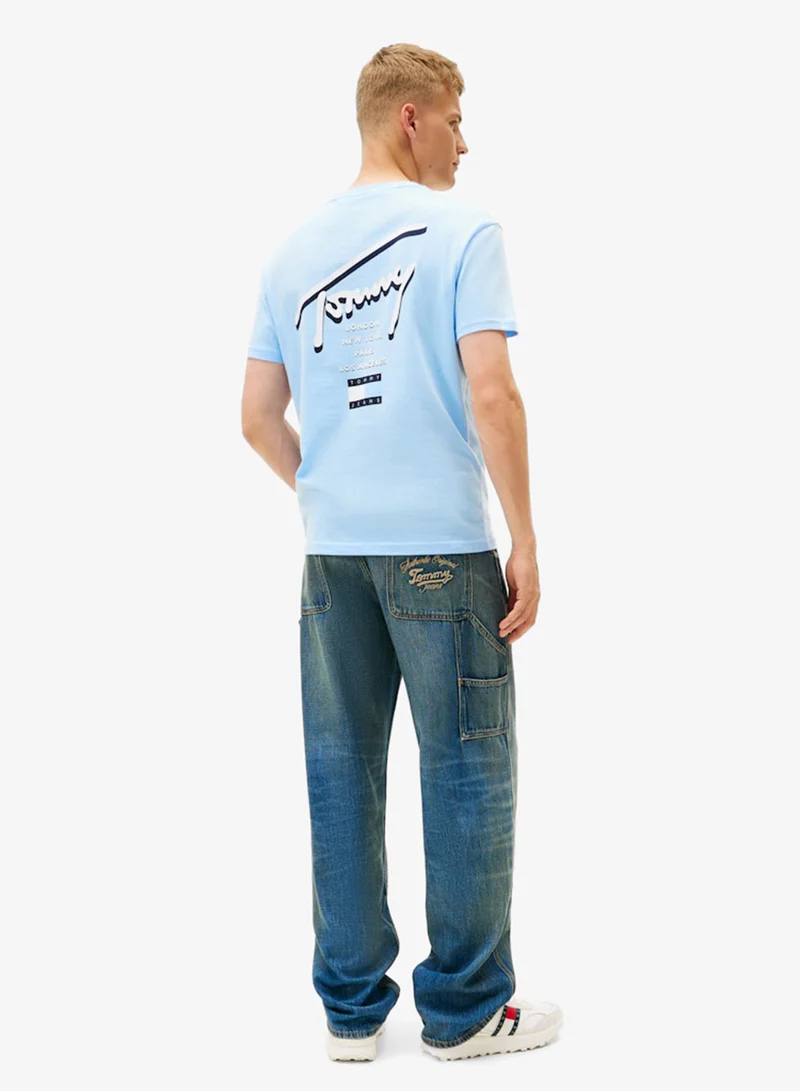 تومي جينز تيشيرت كاجوال بياقة دائرية بقصة عادية