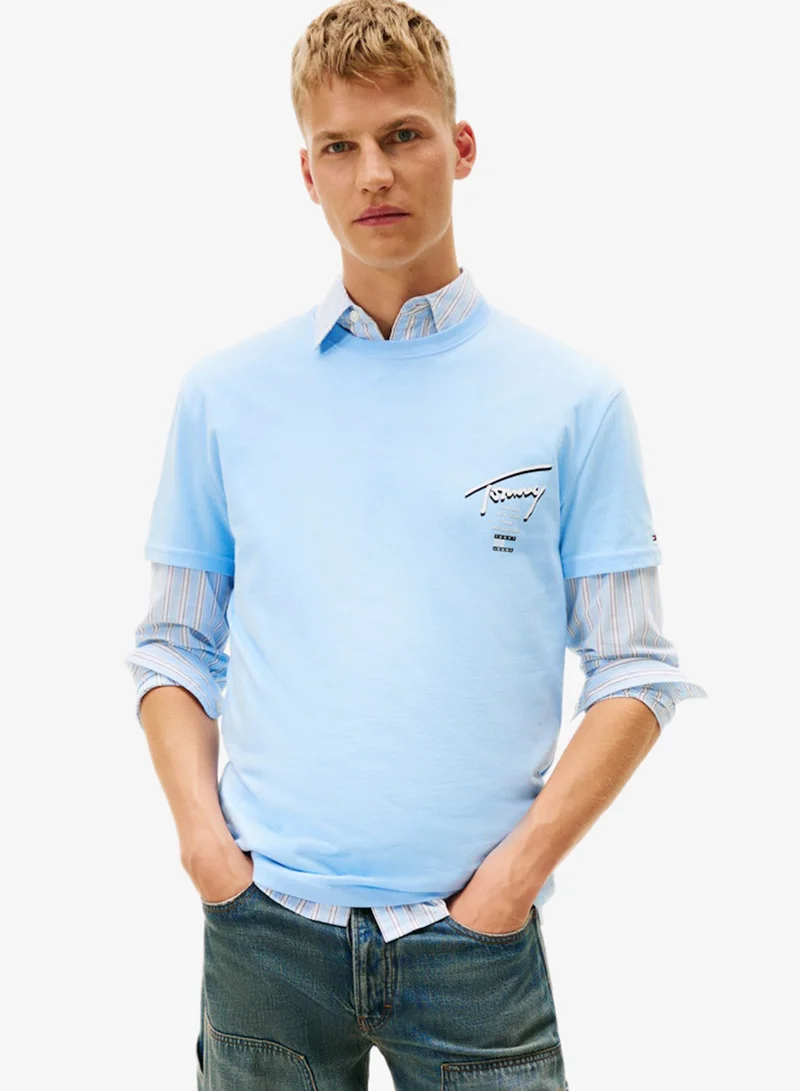 تومي جينز تيشيرت كاجوال بياقة دائرية بقصة عادية