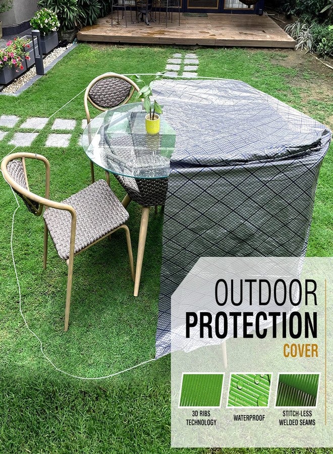TUFFPAULIN Furniture Waterproof Cover Sheet Patio Table and Chair Set Outdoor Garden Dustproof All Weather Protection - 80in X 80in X 32in (Green) - Image 2