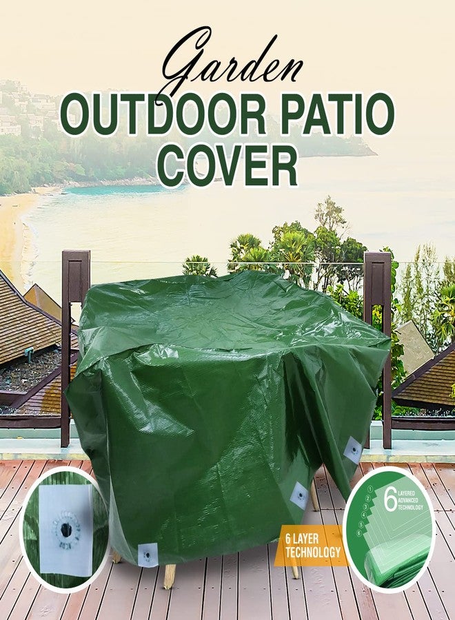 TUFFPAULIN Furniture Waterproof Cover Sheet Patio Table and Chair Set Outdoor Garden Dustproof All Weather Protection - 80in X 80in X 32in (Green) - Image 4