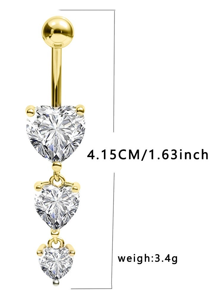 5 قطعة مجموعة من حلقات السبيل الفولاذية الماسية المزخرفة بال rhinestone ذهبية اللون، حلقة بطن بوهيمية أنيقة نمط بطن الفرجination combiation رائعة زirconia اكسسوارات الثقب للنساء والفتيات  (ترجمة من العناوين إلى العربية)  - Image 3