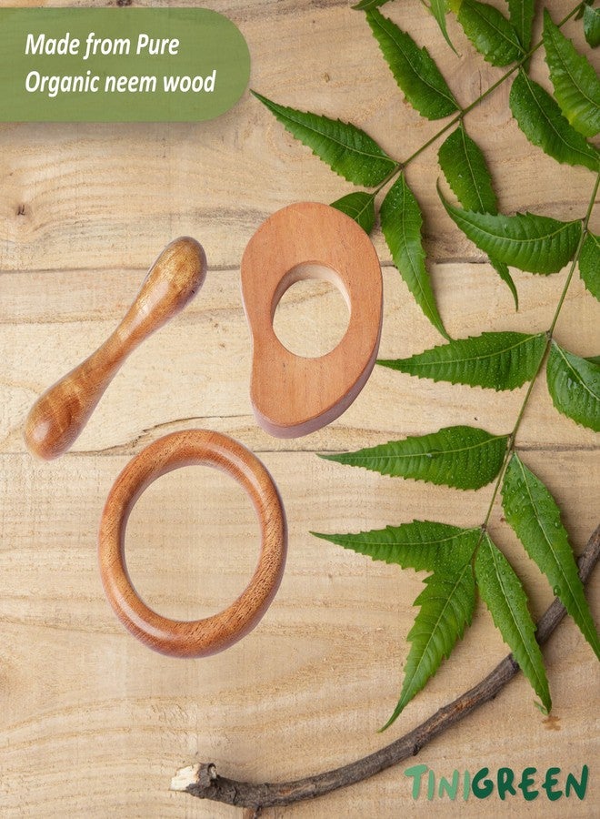 TINIGREEN Mango Ring Dumbbell Shaped Organic Neem Wood Teether for 6 to 12 Months Infant Baby (Mango Ring Dumbbell Shape) - Pack of 3 - Image 3
