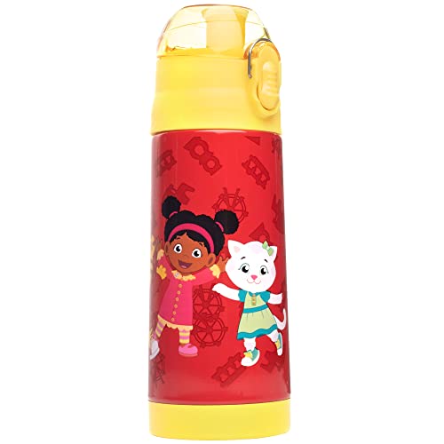 SCS Direct Daniel Tiger Stainless Steel 13 oz Reusable Water Bottle for Kids, Yellow-Double Wall Insulated, Spill Proof Lid w/Built-in Straw-Keep Liquids Hot or Cold For Hours-Easily Fits in Lunch Boxes & Bags - Image 5