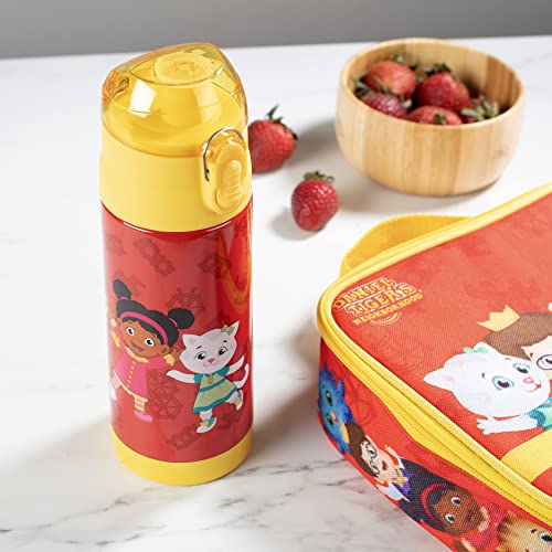 SCS Direct Daniel Tiger Stainless Steel 13 oz Reusable Water Bottle for Kids, Yellow-Double Wall Insulated, Spill Proof Lid w/Built-in Straw-Keep Liquids Hot or Cold For Hours-Easily Fits in Lunch Boxes & Bags - Image 4