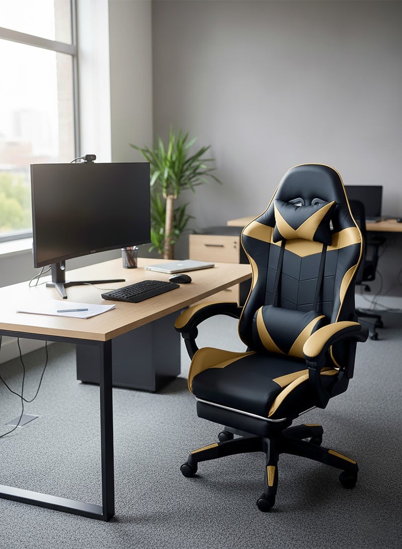 AGD Office and Gaming Chair with Armrests and Footrest, Swivel Chair with High Reclining Back, Headrest, Backrest, and Lumbar Support - Image 1