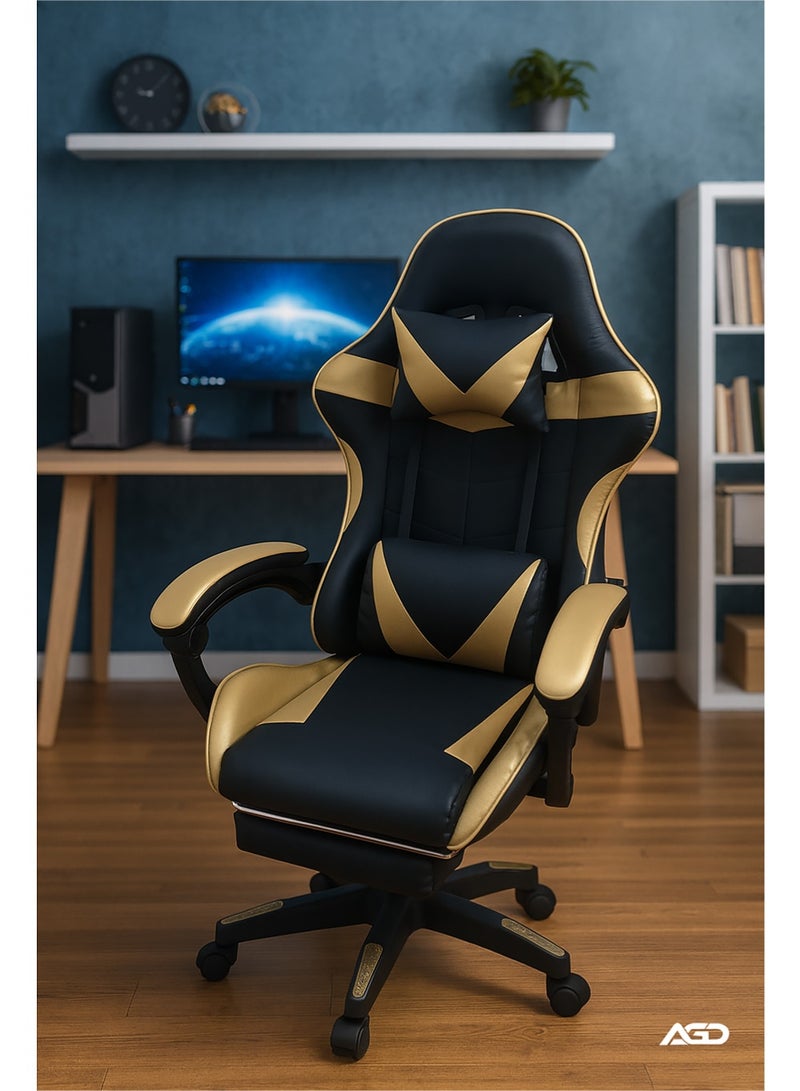 AGD Office and Gaming Chair with Armrests and Footrest, Swivel Chair with High Reclining Back, Headrest, Backrest, and Lumbar Support - Image 3