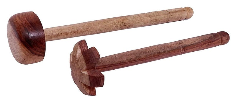 faas Wooden Hand Blender Rai Whisk BeaterMathaniRaviChurnerPappugutthiParuppu Mathu DalLassi Ghotni Pack of 2 - Image 1
