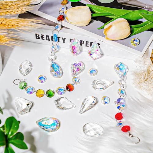 WASTROYAL 212pcs Sun Catcher Crystals Making Kit for Adults Clear Hanging Prism Sun Catcher with Crystals Rainbow Maker 12 Hanging Glass Prisms Parts Suncatcher Home/House Decor - Image 2