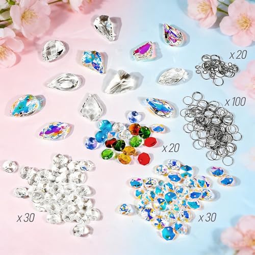 WASTROYAL 212pcs Sun Catcher Crystals Making Kit for Adults Clear Hanging Prism Sun Catcher with Crystals Rainbow Maker 12 Hanging Glass Prisms Parts Suncatcher Home/House Decor - Image 4