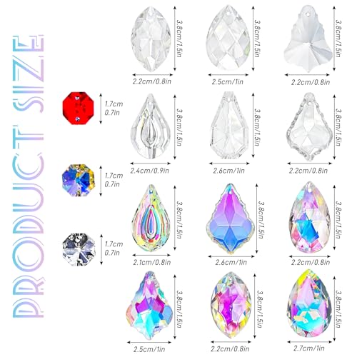 WASTROYAL 212pcs Sun Catcher Crystals Making Kit for Adults Clear Hanging Prism Sun Catcher with Crystals Rainbow Maker 12 Hanging Glass Prisms Parts Suncatcher Home/House Decor - Image 3