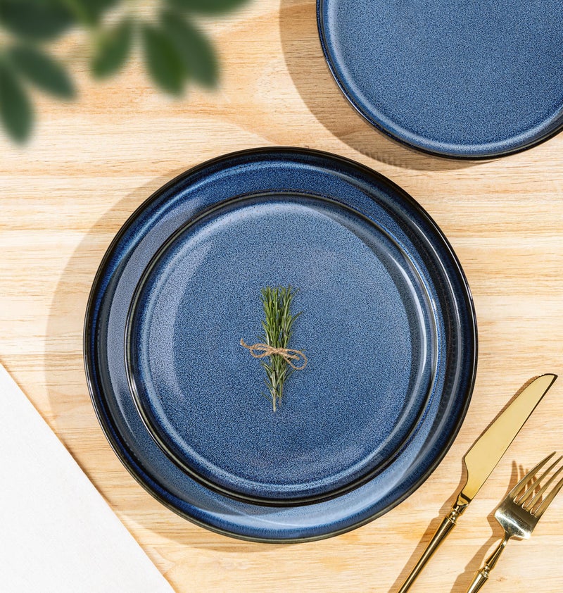 TheTerra Ceramic Dinnerware Sets for 6, 18 Pieces Porcelain Lightweight Speckled Plates and Bowls Sets, Scratch Resistant Dish Set, Oven & Microwave & Dishwasher Safe, Starry Blue - Image 2