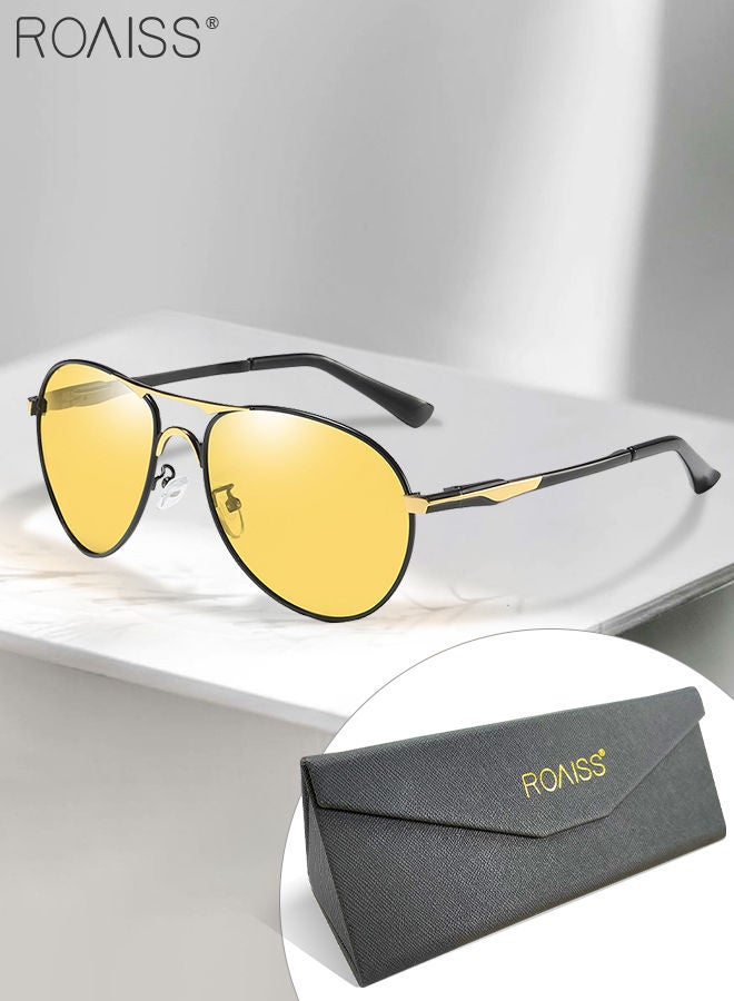رويس نظارة أفياتور شمسية مستقطبة رجالية، نظارة الشمس الواقية من الأشعة فوق البنفسجية 400 بإطار معدني، نظارة متغيرة اللون للرجال مناسبة للقيادة وصيد الأسماك ولعب الجولف والسفر - Image 1