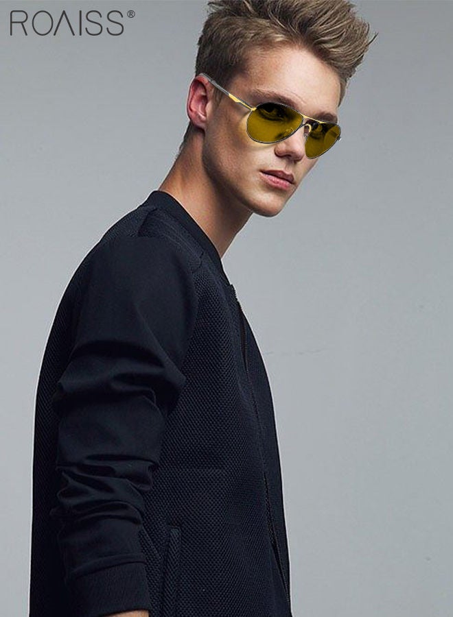 رويس نظارة أفياتور شمسية مستقطبة رجالية، نظارة الشمس الواقية من الأشعة فوق البنفسجية 400 بإطار معدني، نظارة متغيرة اللون للرجال مناسبة للقيادة وصيد الأسماك ولعب الجولف والسفر - Image 2