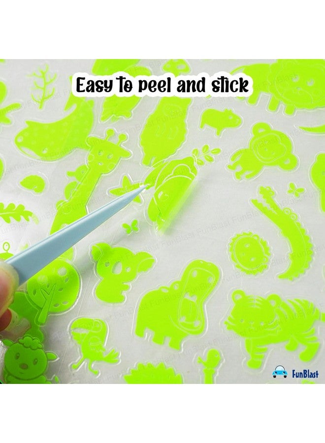 فنبلاست مجموعة ملصقات FunBlast Space Theme - مجموعة من قطعتين من الملصقات المضيئة في الظلام للأطفال، ملصقات لطيفة للبنات، ملصقات جمالية، ملصقات لطيفة، ملصقات ذاتية اللصق للأعمال اليدوية اليومية - Image 4