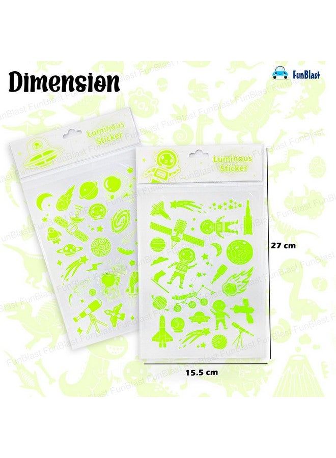 فنبلاست مجموعة ملصقات FunBlast Space Theme - مجموعة من قطعتين من الملصقات المضيئة في الظلام للأطفال، ملصقات لطيفة للبنات، ملصقات جمالية، ملصقات لطيفة، ملصقات ذاتية اللصق للأعمال اليدوية اليومية - Image 2