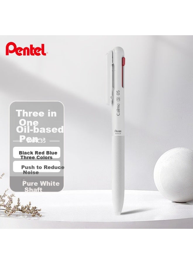 Pentel Miyake Kazunari Co-Branded Oil Pen 0.5Mm Business Office Multi-Function Ballpoint Pen (Refill Xbxs5-A) Bxac35W Pure White Shaft - Image 1