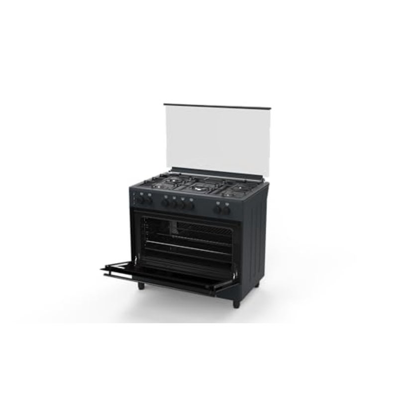 Freestanding Gas Cooker for kitchen use, stainless steel, black, 90x60 cm with 5 SABAF burners and 96L oven featuring full safety system - Image 3