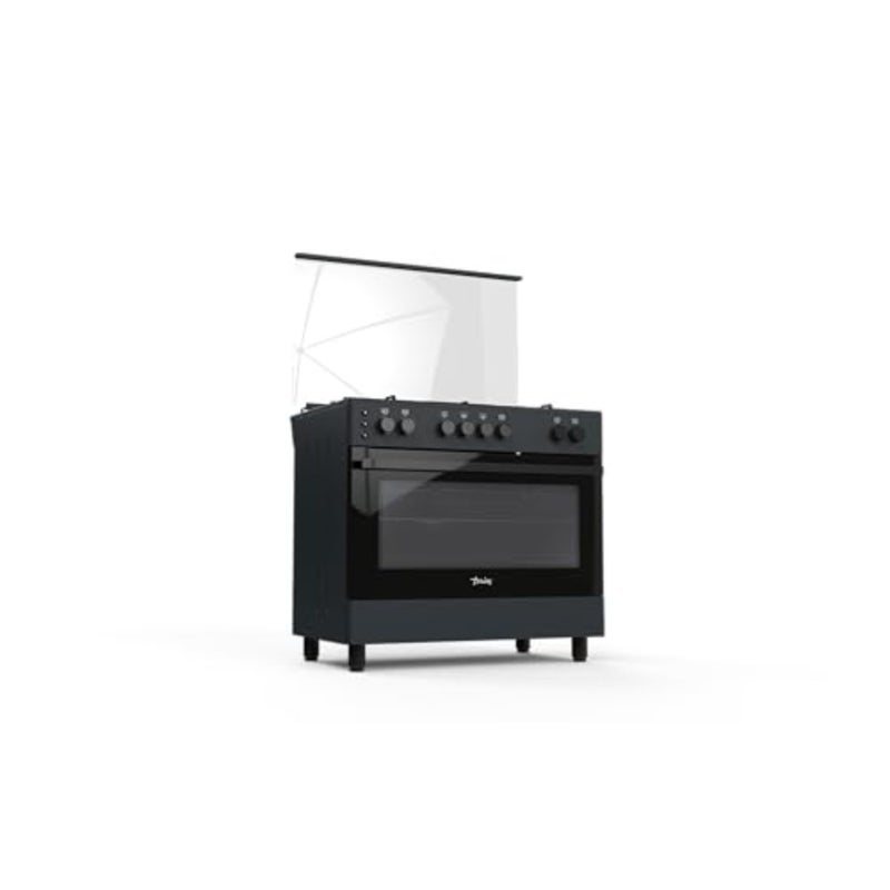 Freestanding Gas Cooker for kitchen use, stainless steel, black, 90x60 cm with 5 SABAF burners and 96L oven featuring full safety system - Image 4
