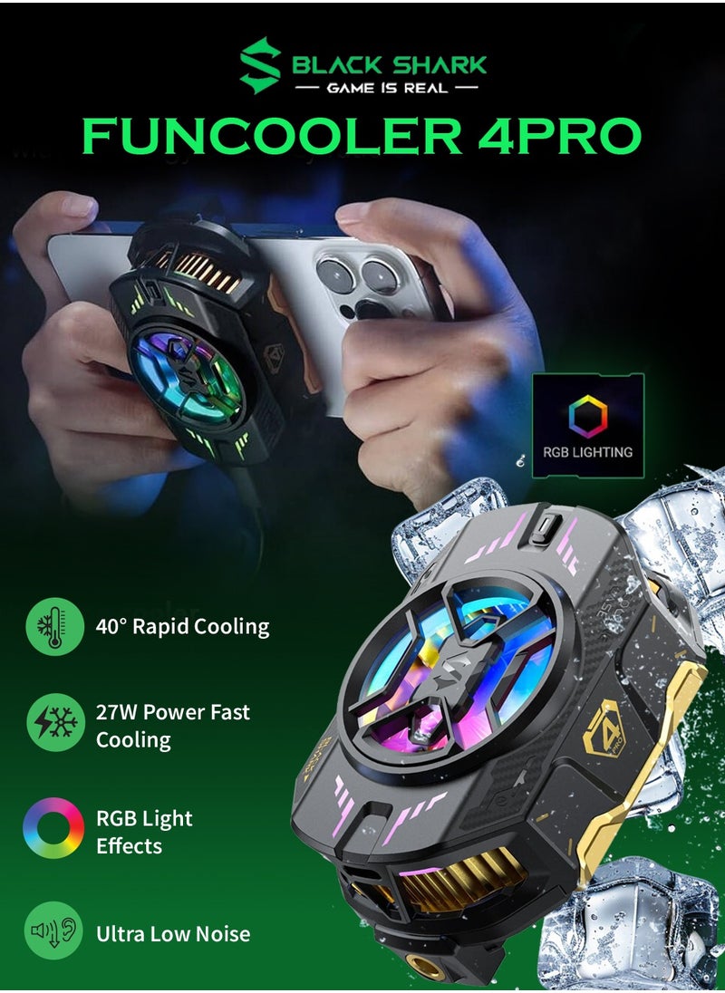 BLACK SHARK - Black Shark FunCooler 4Pro BR41, Cell Phone Cooler for Gaming,27W Power Fast Cooling, In-APP Control, RGB Lighting and Universal Compatibility - Black - Image 1