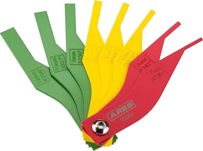 ARES 8-Piece Metal Brake Gauge Tool Set - 20-Gauge Sheet Metal - Corrosion Resistant High Visibility Finish - Metric & SAE Measurements - Color Coded Sizes - Image 1