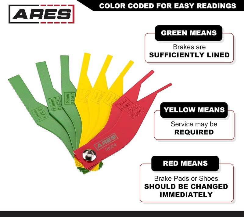 ARES 8-Piece Metal Brake Gauge Tool Set - 20-Gauge Sheet Metal - Corrosion Resistant High Visibility Finish - Metric & SAE Measurements - Color Coded Sizes - Image 3
