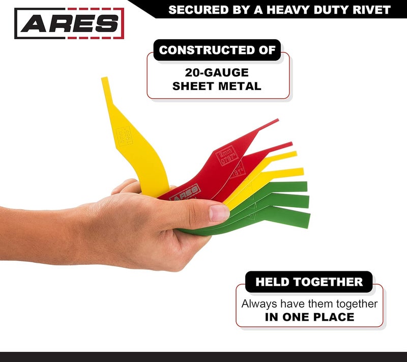 ARES 8-Piece Metal Brake Gauge Tool Set - 20-Gauge Sheet Metal - Corrosion Resistant High Visibility Finish - Metric & SAE Measurements - Color Coded Sizes - Image 5