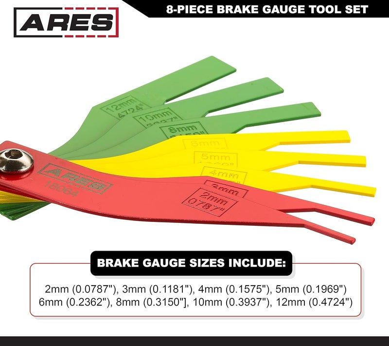 ARES 8-Piece Metal Brake Gauge Tool Set - 20-Gauge Sheet Metal - Corrosion Resistant High Visibility Finish - Metric & SAE Measurements - Color Coded Sizes - Image 2