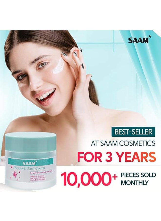 SAAM - Renewal Face Cream 50g, 14 Day Skin Beauty Regimen, Cosmetics Cream Dark Spots Cream for Melasma, Freckles, Age Spots, Wrinkles, Smoother, Whitening, Face Cream for All Skin Sypes - Image 1