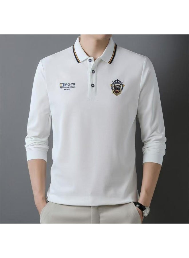 POLO Embroidered Pure Cotton Men's Polo Shirt  Autumn And Winter Long Sleeved Breathable Casual Slim Fit Top - Image 2