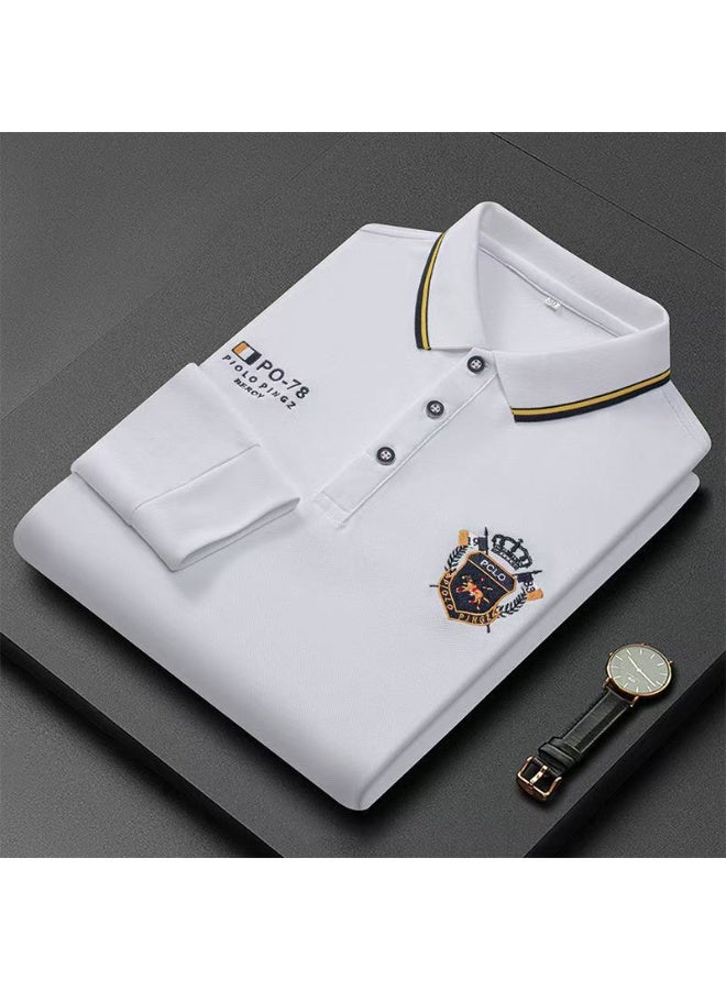 POLO Embroidered Pure Cotton Men's Polo Shirt  Autumn And Winter Long Sleeved Breathable Casual Slim Fit Top - Image 1