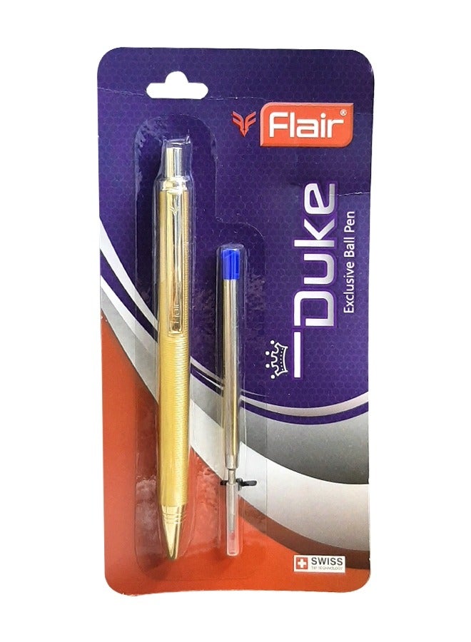 Flair قلم حبر جاف Duke Exclusive مع إعادة تعبئة، أزرق - Image 1