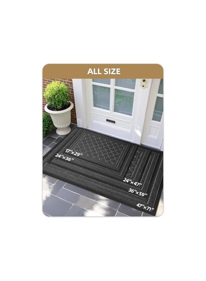 The Bros Dirt Trapper Outdoor Door Mat for Home Entrance 60x90 CM, Heavy Duty Outside Doormat Easy to Clean, Non Slip Rubber Backing Entry Rug Weatherproof for Front & Back Door, Grey - Image 2