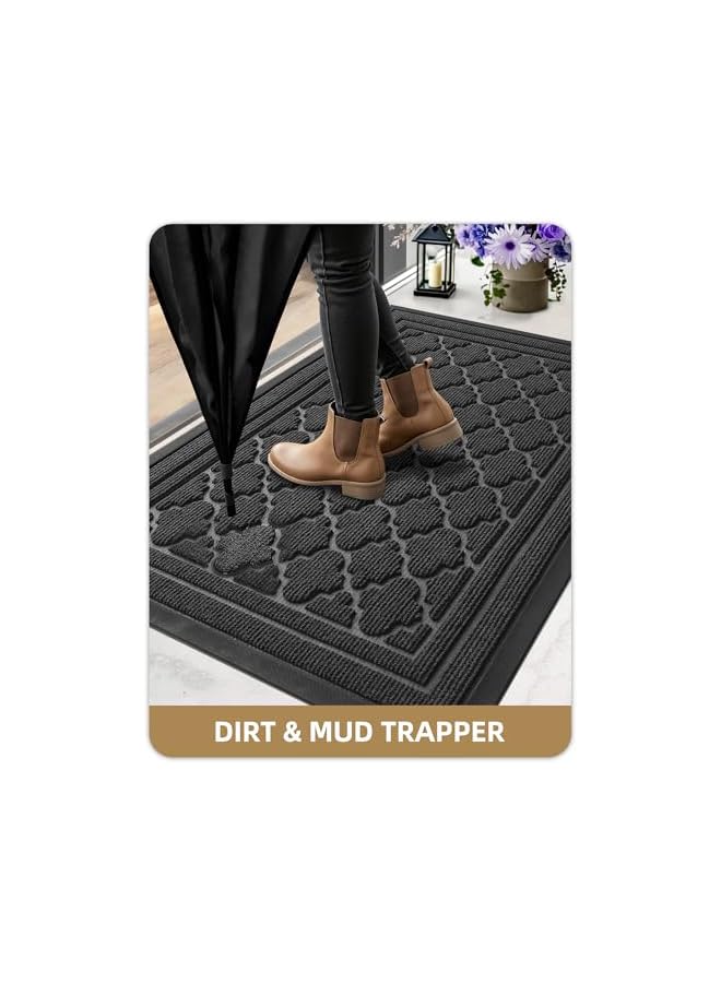 The Bros Dirt Trapper Outdoor Door Mat for Home Entrance 60x90 CM, Heavy Duty Outside Doormat Easy to Clean, Non Slip Rubber Backing Entry Rug Weatherproof for Front & Back Door, Grey - Image 5