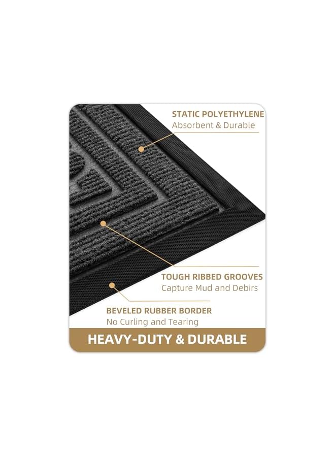 The Bros Dirt Trapper Outdoor Door Mat for Home Entrance 60x90 CM, Heavy Duty Outside Doormat Easy to Clean, Non Slip Rubber Backing Entry Rug Weatherproof for Front & Back Door, Grey - Image 3