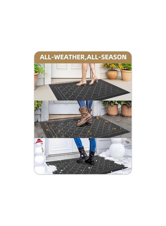 The Bros Dirt Trapper Outdoor Door Mat for Home Entrance 60x90 CM, Heavy Duty Outside Doormat Easy to Clean, Non Slip Rubber Backing Entry Rug Weatherproof for Front & Back Door, Grey - Image 4