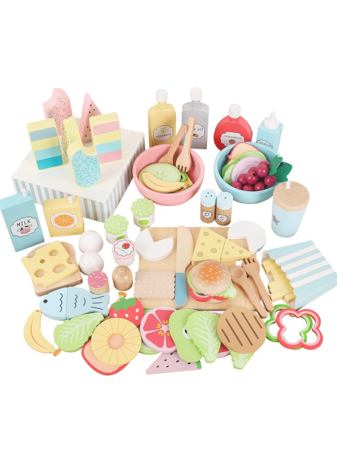 Interesting Simulation Kitchen Tableware Series Children Play House Fruit Toy Set Kindergarten Student Gift-Color:American Snacks - Image 2