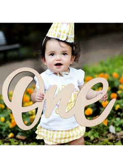 One Wooden Sign One Cutout Letter for 1st Birthday Party One Sign One Banner Photo Prop for Baby Shower Party Decorations Wall Decor Table Display Baby Chair Banner
