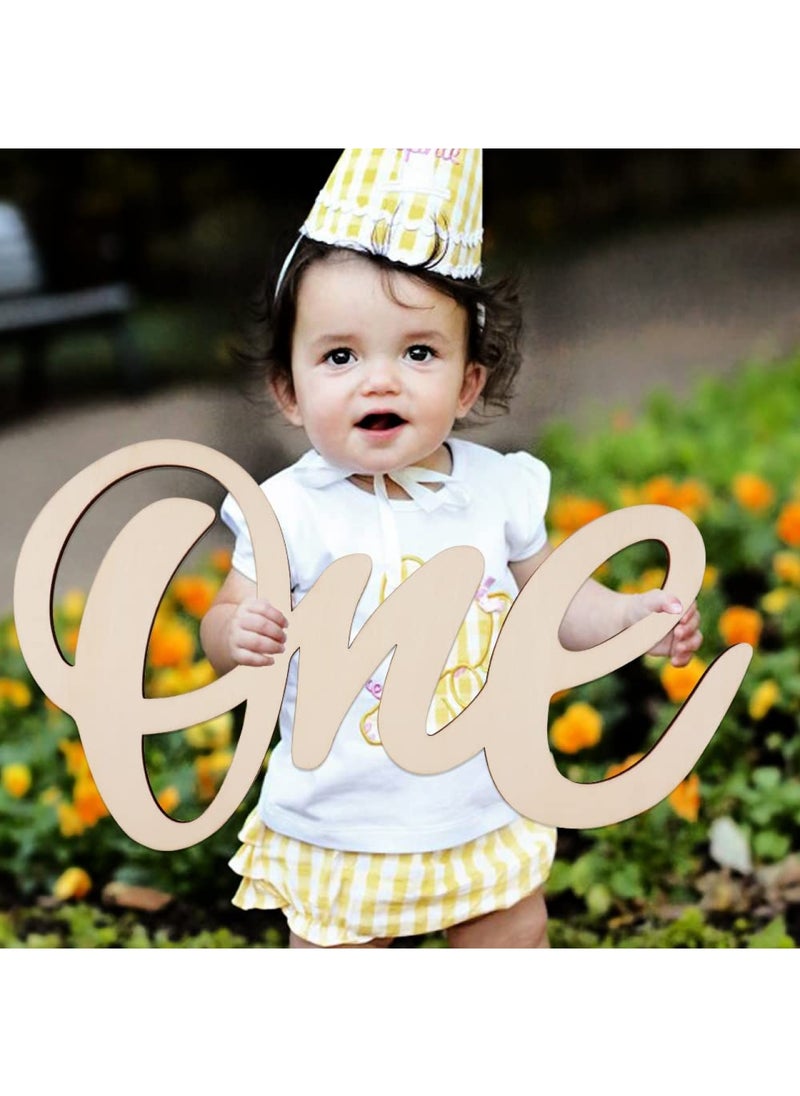 BPA - One Wooden Sign One Cutout Letter for 1st Birthday Party One Sign One Banner Photo Prop for Baby Shower Party Decorations Wall Decor Table Display Baby Chair Banner - Image 1