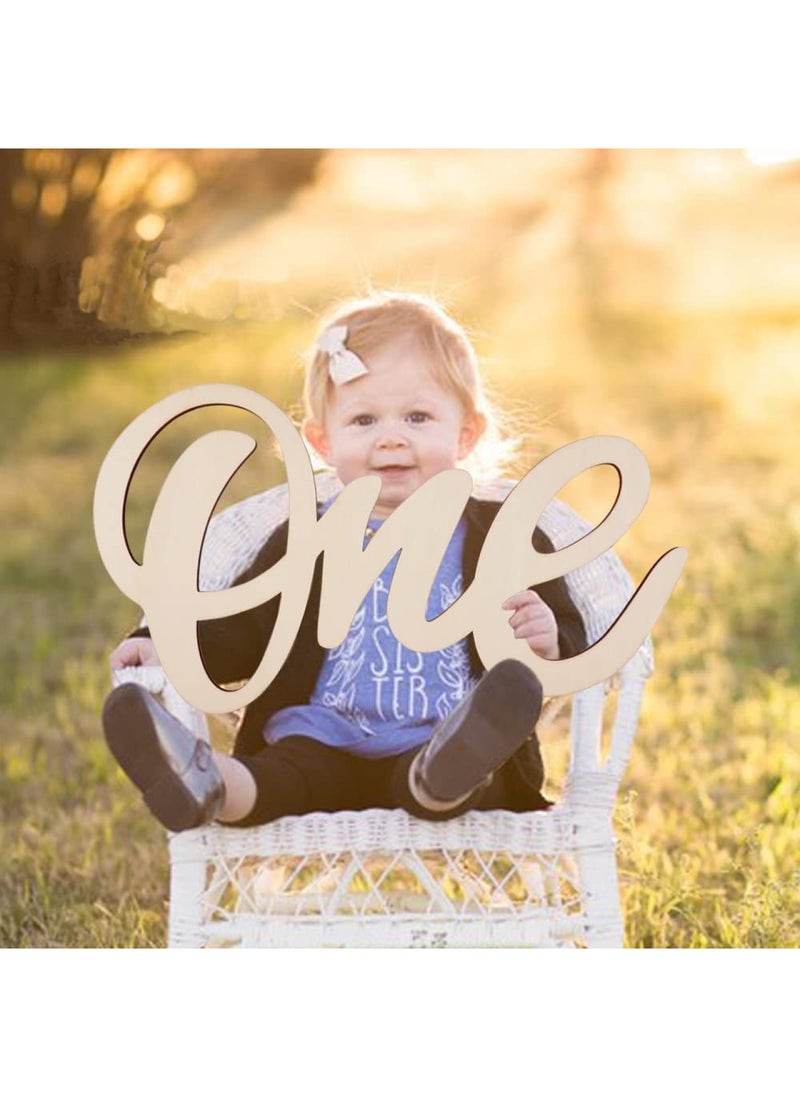 BPA - One Wooden Sign One Cutout Letter for 1st Birthday Party One Sign One Banner Photo Prop for Baby Shower Party Decorations Wall Decor Table Display Baby Chair Banner - Image 1