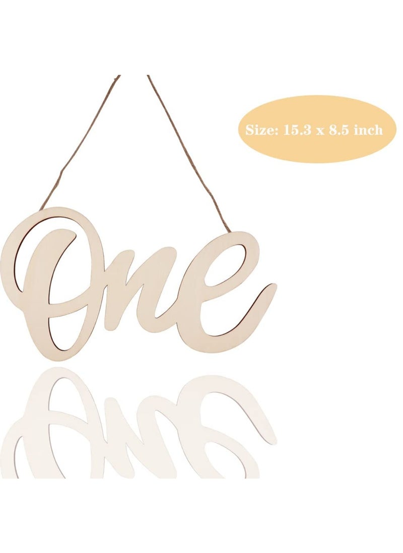 BPA - One Wooden Sign One Cutout Letter for 1st Birthday Party One Sign One Banner Photo Prop for Baby Shower Party Decorations Wall Decor Table Display Baby Chair Banner - Image 1