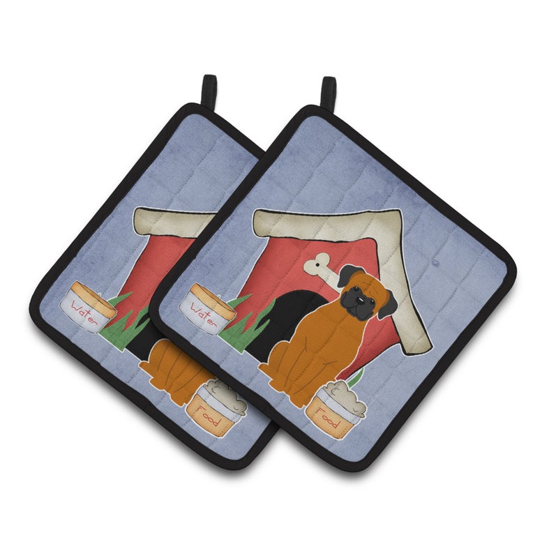Caroline's Treasures ""Caroline's Treasures Dog House Collection Fawn Boxer Pair of Pot Holders BB2869PTHD  7.5HX7.5W  Multicolor"" 