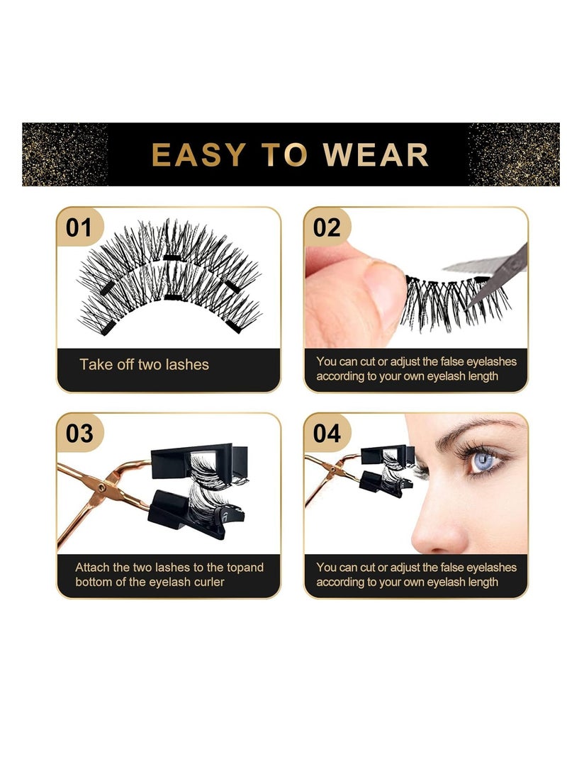 Dual Magnetic Eyelashes without Eyeliner or Glue Needed, Reusable False Lashes Natural Look 3D Effect Waterproof Fake Eyelash Set with Applicator, Easy to Wear ,8Pairs - Image 4