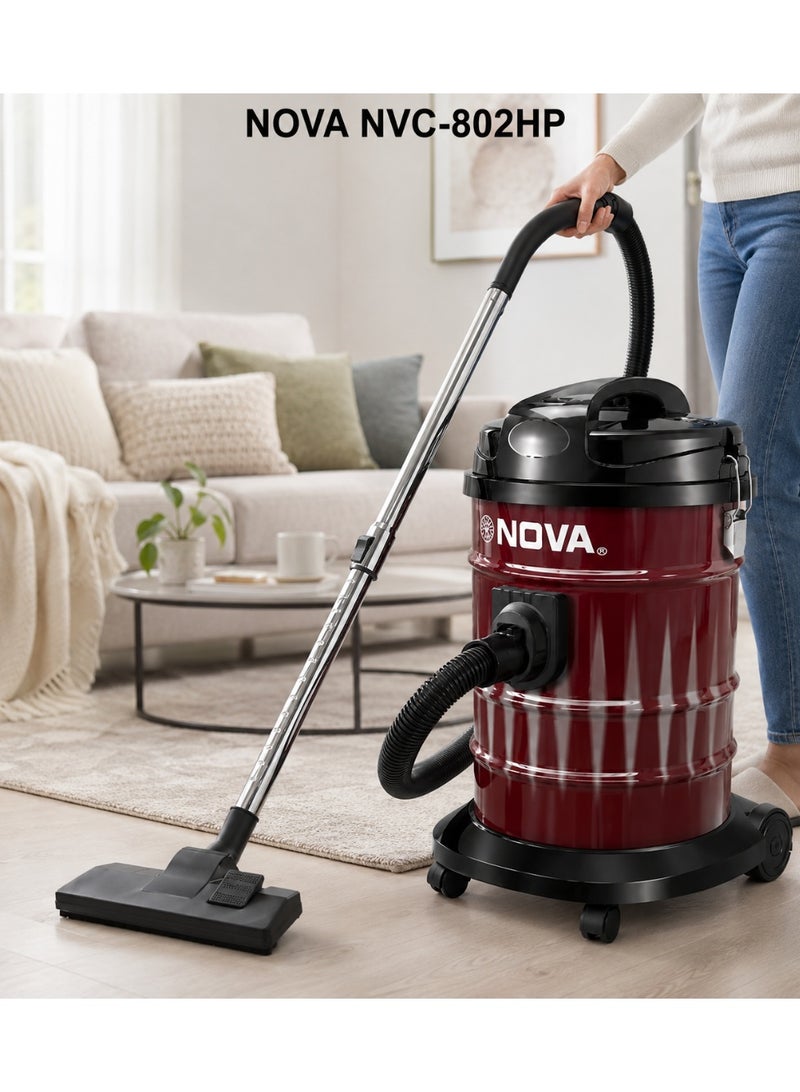 Nova NVC-802HP Metal Drum Vacuum Cleaner 23L, 2000W Turbo Power, 2-in-1 Dry Vacuum Cleaner and Blower, Powerful Suction, Telescopic Metal Tube, Heavy Duty Cleaning Machine for Home, Office and Workshop - Image 3