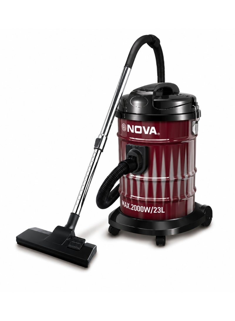 Nova NVC-802HP Metal Drum Vacuum Cleaner 23L, 2000W Turbo Power, 2-in-1 Dry Vacuum Cleaner and Blower, Powerful Suction, Telescopic Metal Tube, Heavy Duty Cleaning Machine for Home, Office and Workshop - Image 2