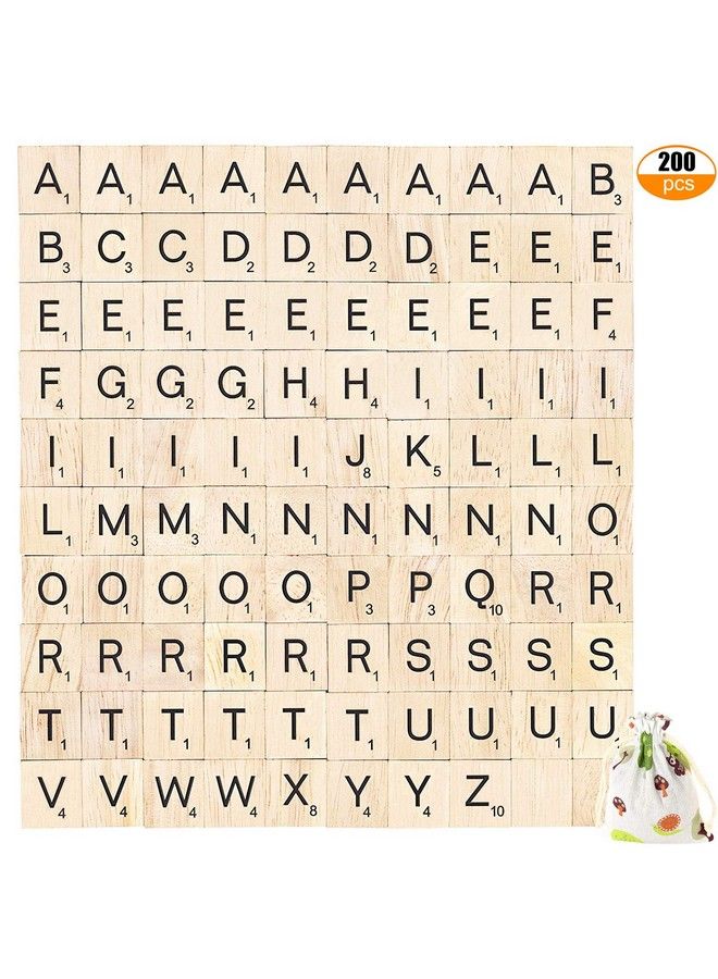 PINOWU 200Pcs Wooden Letter Tiles For Scrabble Crossword Game Wood Scrabble Letters Replacement For Diy Craft Gift Decoration Scrapbooking And Making Alphabet Coaster - Image 4
