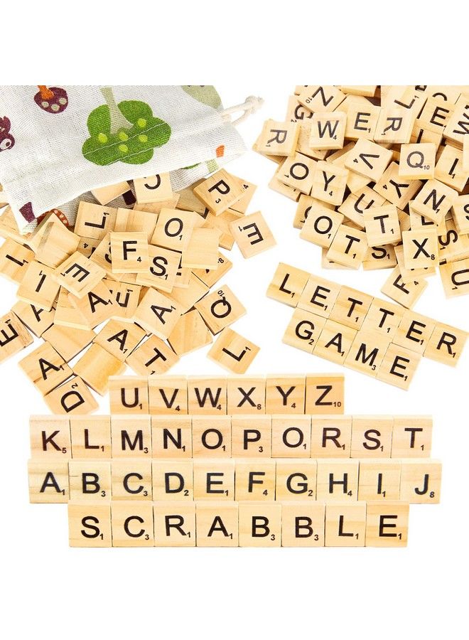 PINOWU 200Pcs Wooden Letter Tiles For Scrabble Crossword Game Wood Scrabble Letters Replacement For Diy Craft Gift Decoration Scrapbooking And Making Alphabet Coaster - Image 1
