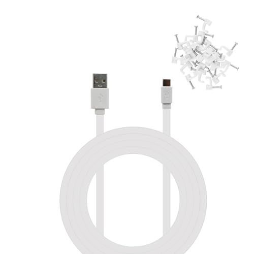 PDEEY 2 Pack 25 ft USB C Cable for Security Camera Outdoor Indoor, Type-C Extension Charging Cord Flat, Waterproof, with Wire Clips - Image 3